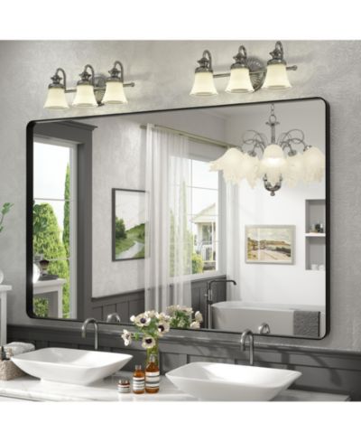 Apmir 55" x 36" High-Strength Tempered Glass and Aluminum Alloy Framed Wall Decor Bathroom Vanity Mirror