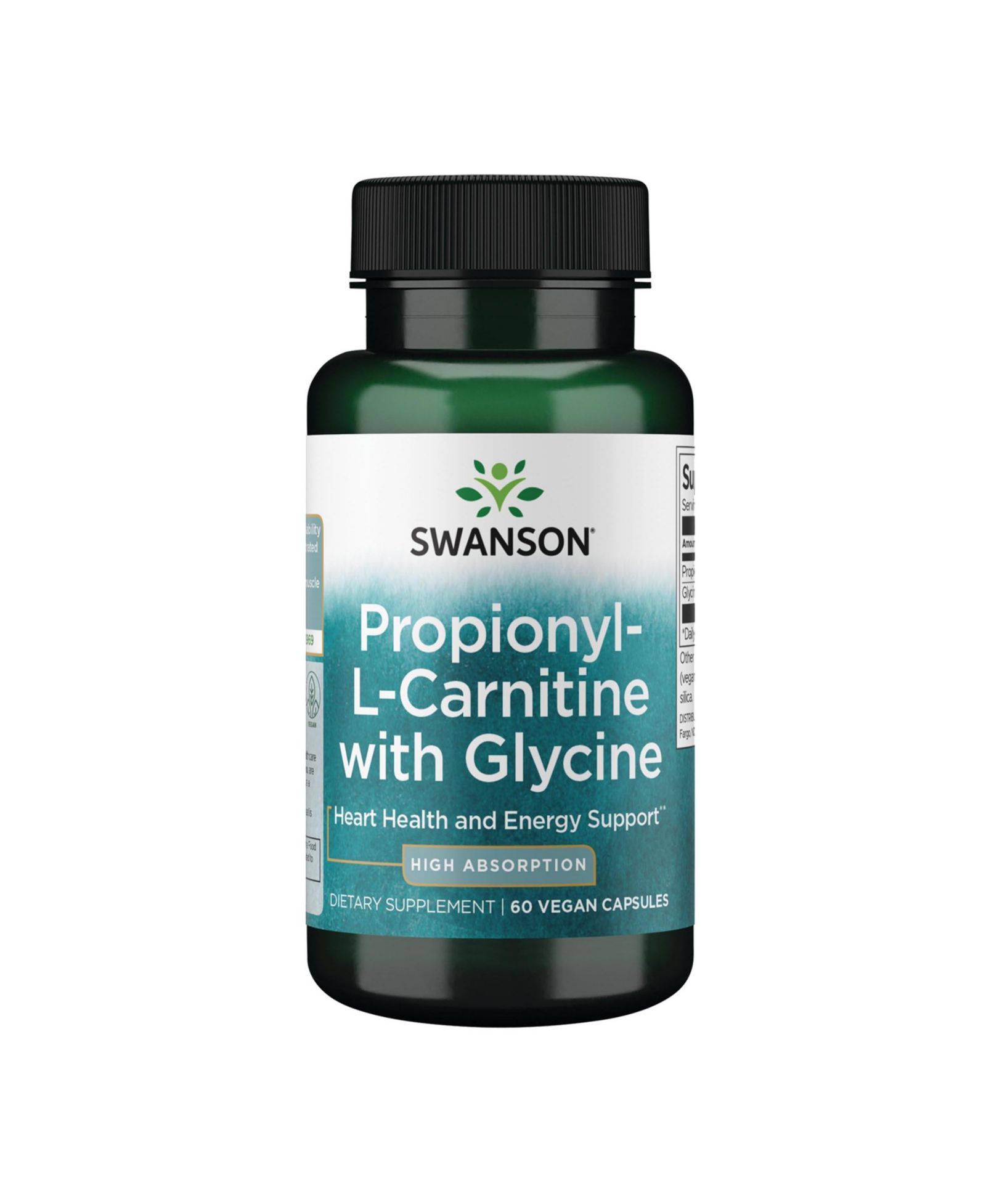 Swanson Propionyl L-Carnitine с глицином для поддержки здоровья сердца и энергии, силы и выносливости мышц, 60 вегетарианских капсул