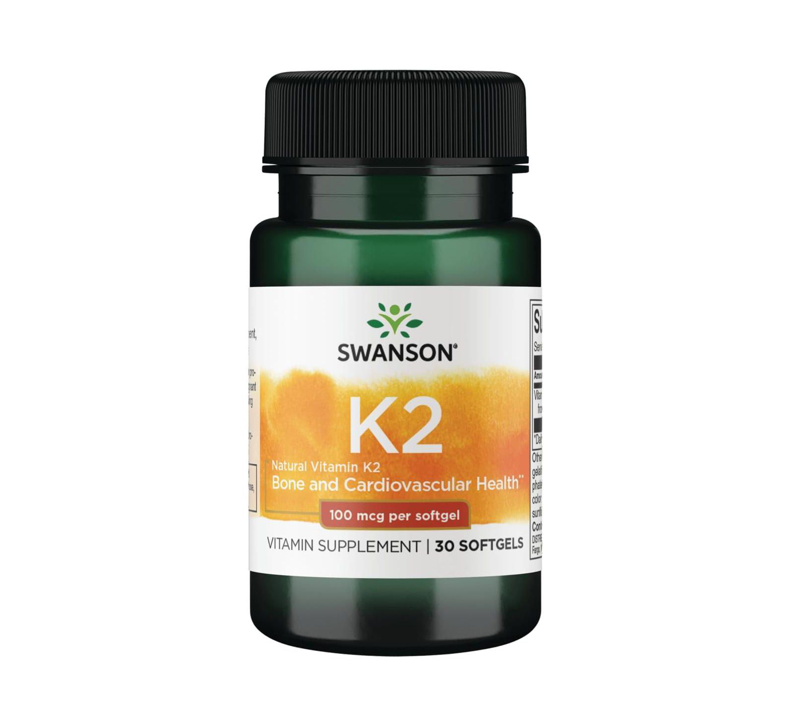 Swanson Vitamin K2 Menaquinone-7 Regulate Calcium, Bone and Cardiovascular Support, Japanese Natto, 30 Softgels