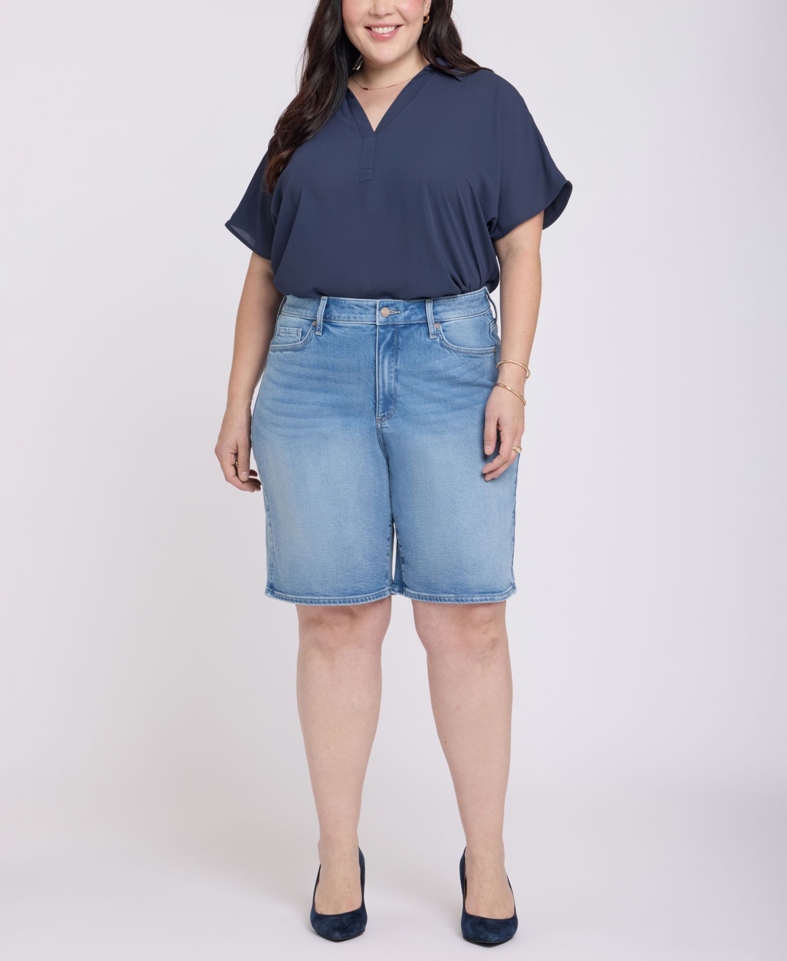 NYDJ Plus Size Lilly Mid-Rise Shorts with Lift Tuck Technology