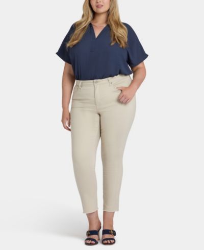 NYDJ Plus Size Sheri Ankle Fray Hem Jeans with Lift Tuck Technology