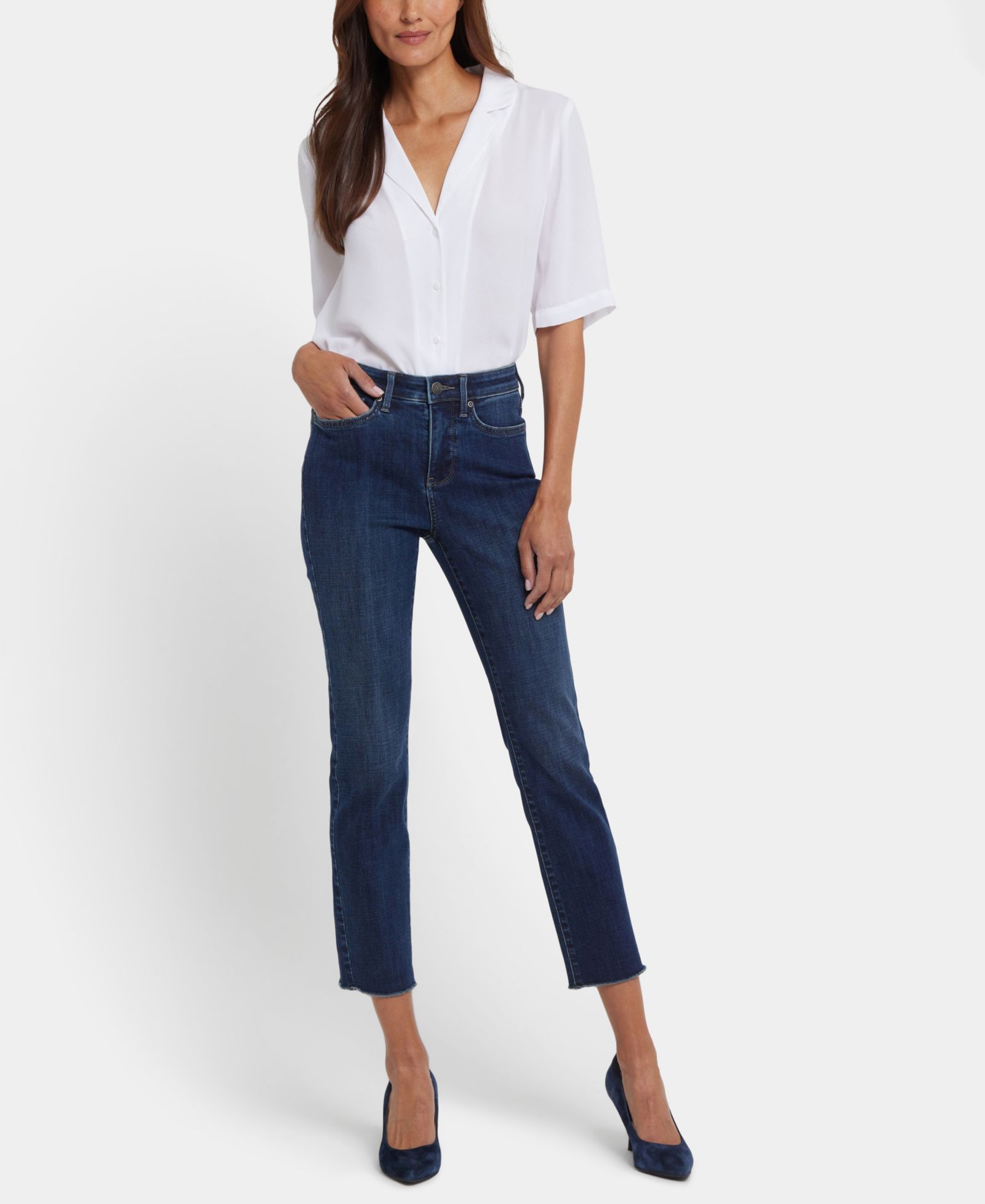 NYDJ Petite Джинсы Sheri Slim с подвернутыми манжетами и технологией Lift Tuck