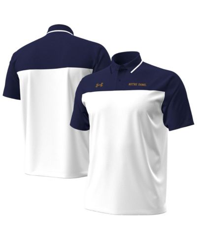Мужская рубашка-поло Under Armour White/Navy Notre Dame Fighting Irish Green Blocked Polo Shirt