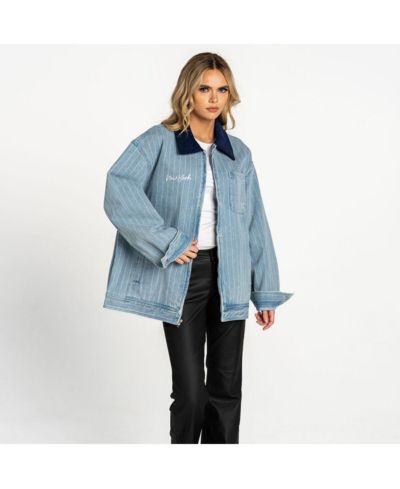 The Wild Collective Women's Denim New York Yankees Full-Zip Mechanic Jacket