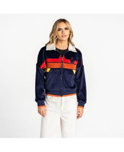 The Wild Collective Women's Blue Houston Astros Velvet Cord Full-Zip Jacket