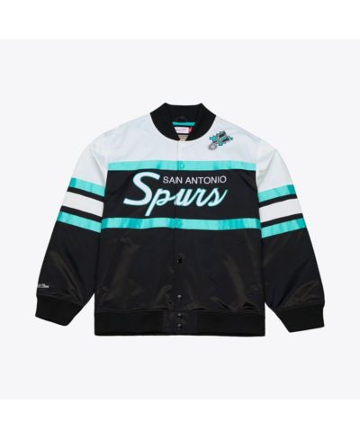 Mitchell & Ness Men's Black San Antonio Spurs Hardwood Classics Head Coach Lightweight Satin Full-Snap Jacket