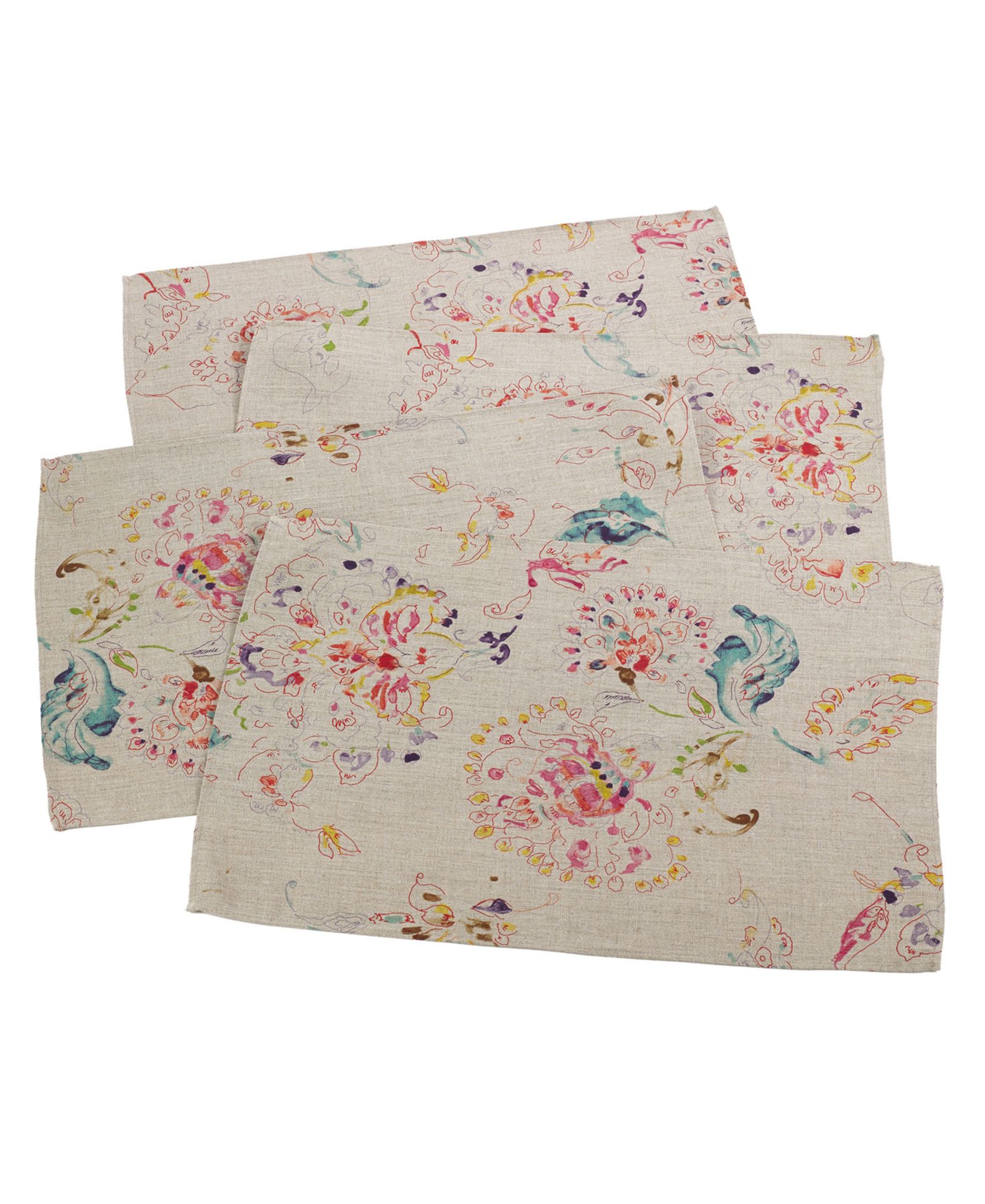 Saro Lifestyle Подставки для приборов Primavera Linen Floral Design, комплект из 4 шт.