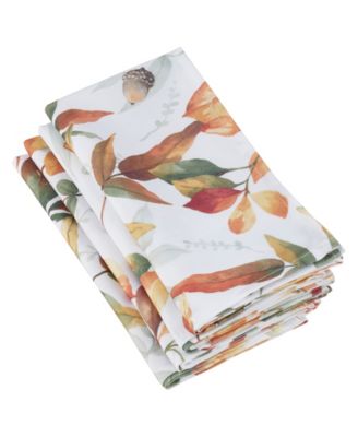 Saro Lifestyle Fall Leaf Design Dinner Table Napkins, Set of 4