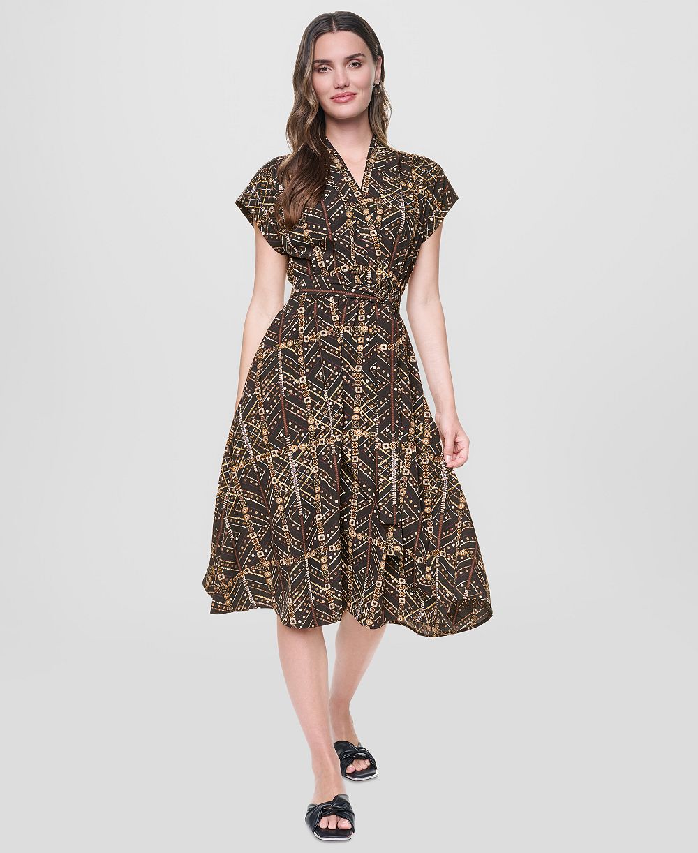 Женское платье DKNY Surplice Neck Faux-Wrap Midi