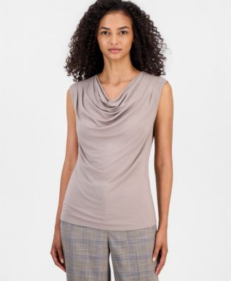 Anne Klein Женский топ без рукавов с плиссировкой и вырезом cowl-neck