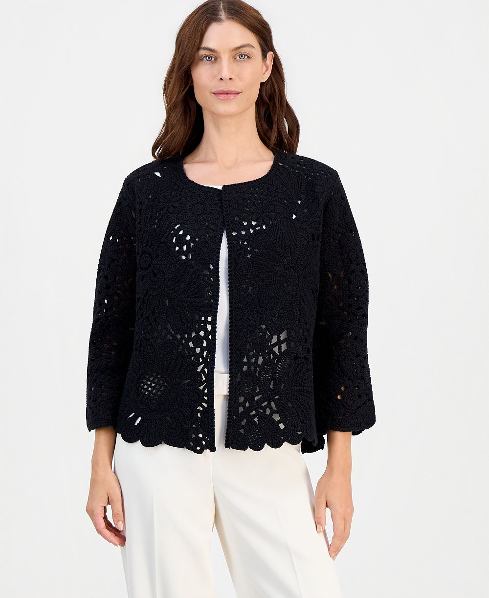 Женский кардиган Anne Klein с цветочным узором и фестончатым краем