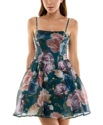 Женское мини-платье SENI & CADE Floral Printed Organza Square Neck