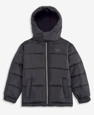 Reebok куртка-пуховик с капюшоном и флисовой подкладкой для мальчиков-малышек, размеры 2T-5T
