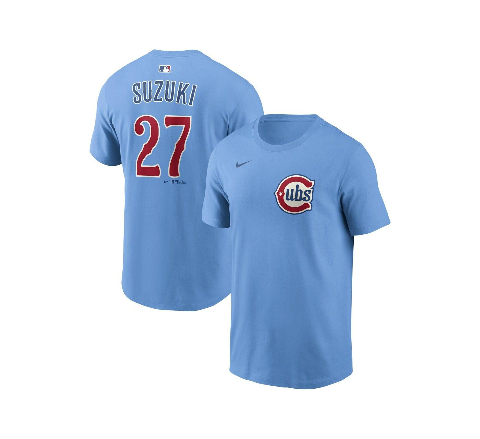Мужская футболка Nike Seiya Suzuki Light Blue Chicago Cubs Name & Number