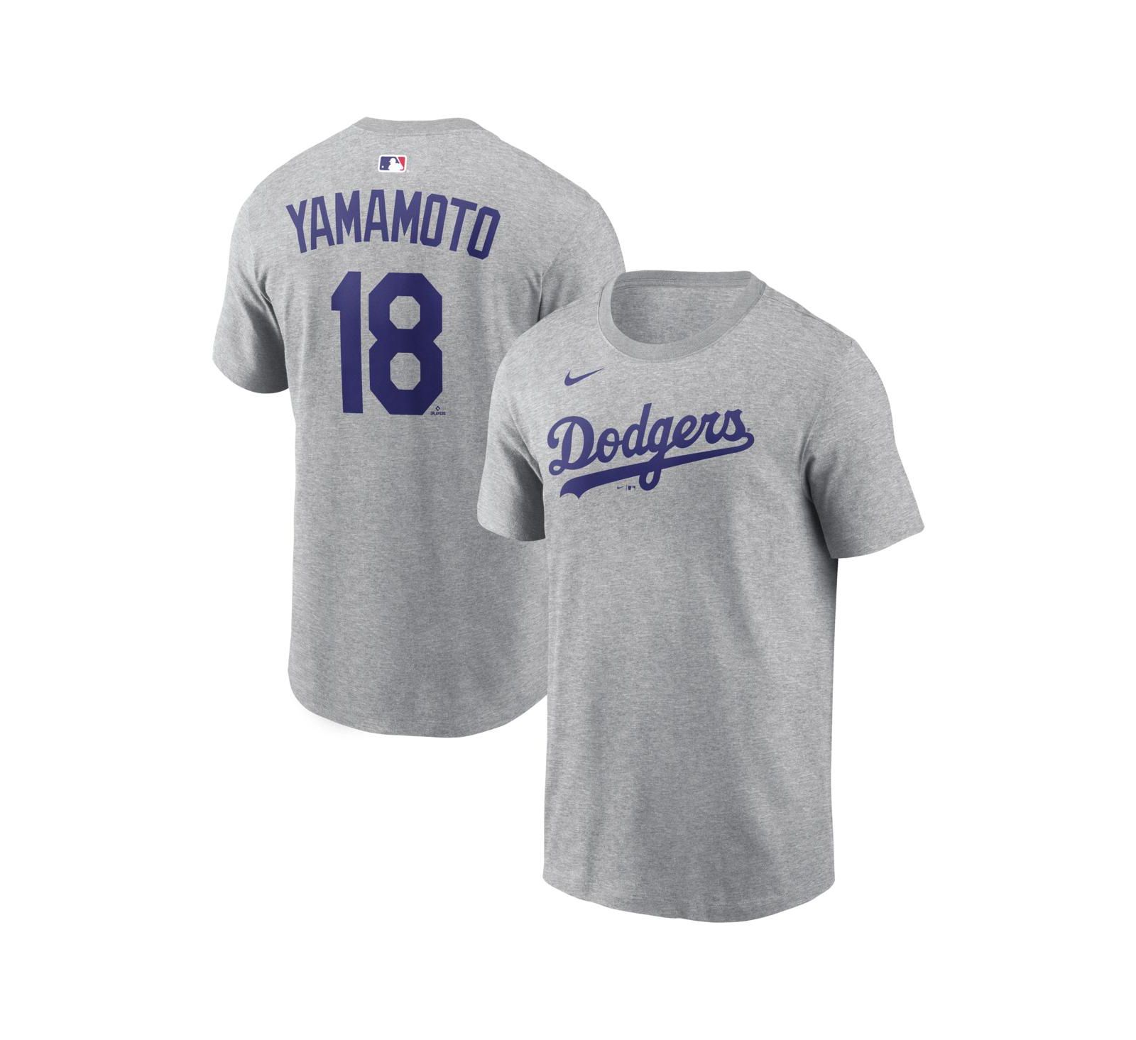 Nike Men's Yoshinobu Yamamoto Heather Gray Los Angeles Dodgers Name & Number T-Shirt