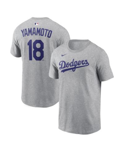 Мужская футболка Nike Yoshinobu Yamamoto Heather Gray Los Angeles Dodgers Name & Number