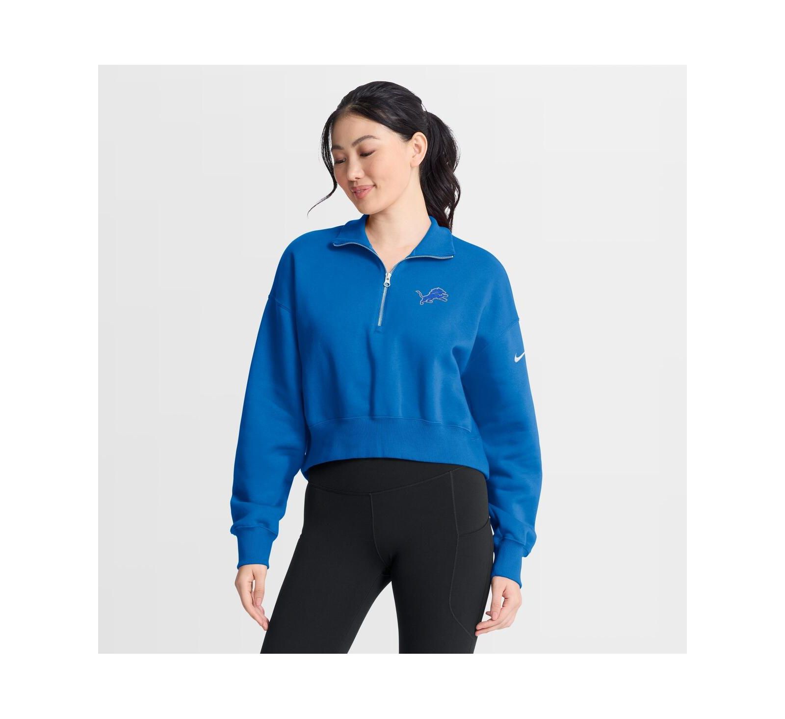 Женская толстовка Nike Detroit Lions Phoenix Fleece Quarter-Zip, синяя