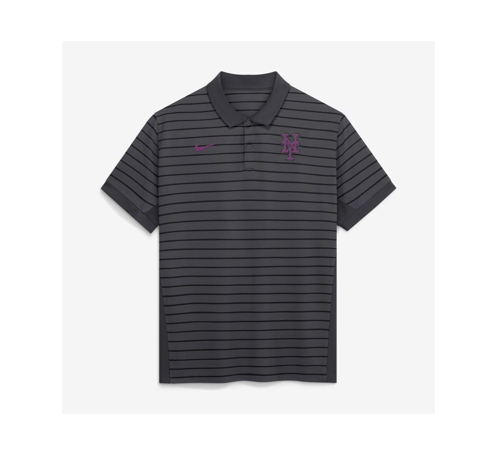 Nike Men's Anthracite/Black New York Mets Authentic Collection City Connect Striped Victory Dri-FIT Polo Shirt