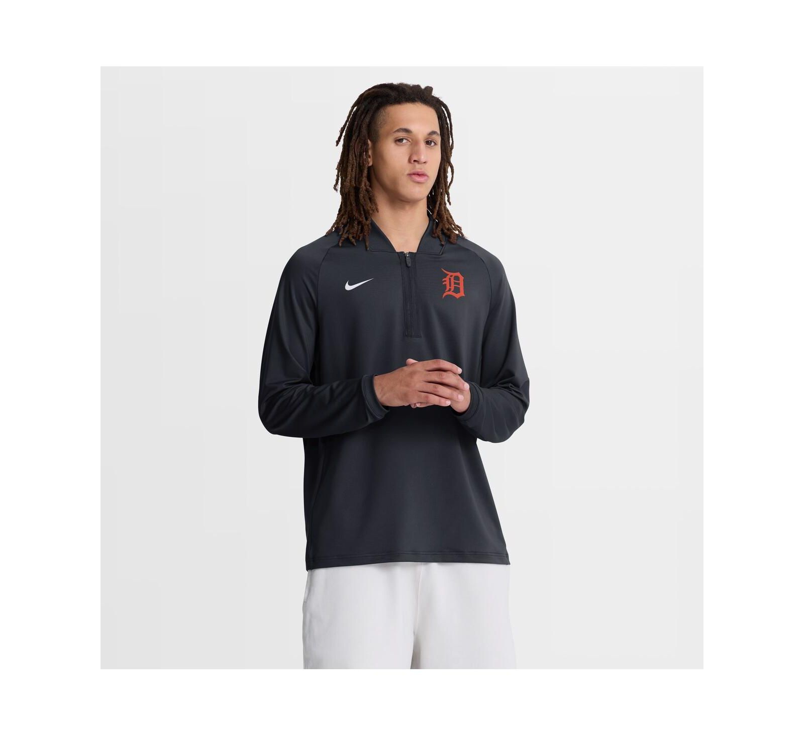 Nike Men's Navy Detroit Tigers Authentic Collection Dri-FIT Raglan Half-Zip Pullover Sweatshirt