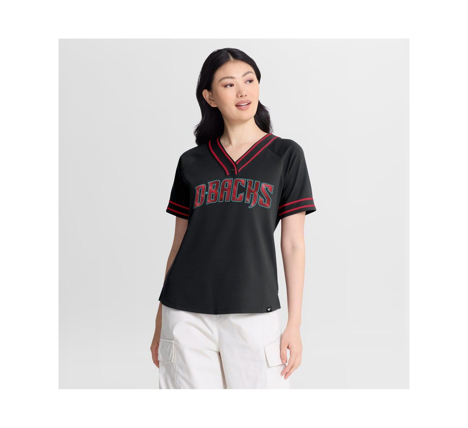 Fanatics Women's Black Arizona Diamondbacks Diva Race Ahead Raglan V-Neck T-Shirt