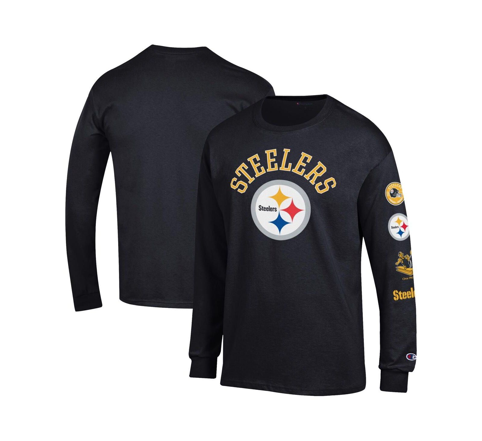 Champion Men's Black Pittsburgh Steelers Seal Long Sleeve T-Shirt