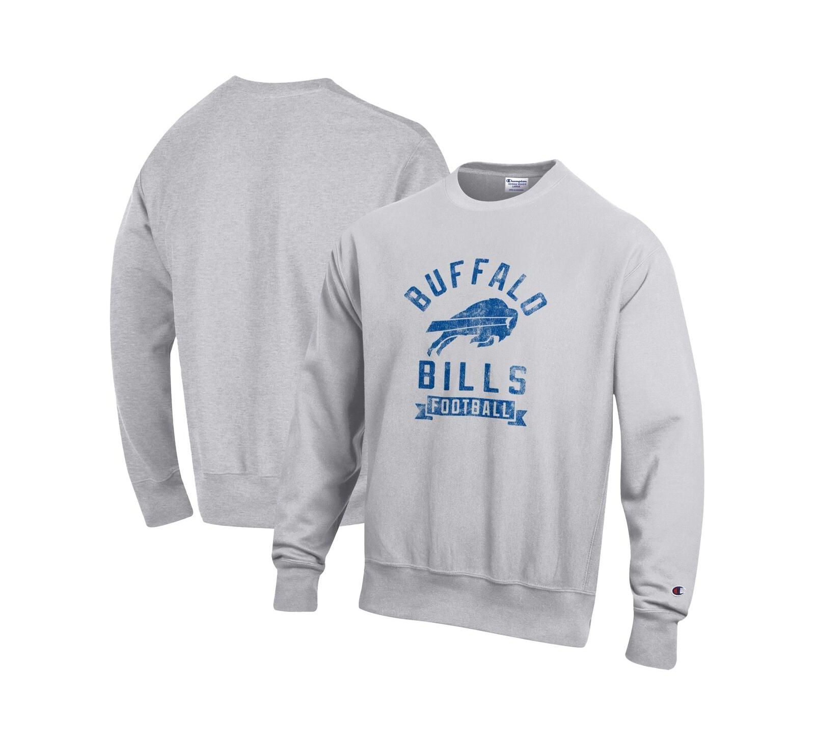 Champion Men's Heather Gray Buffalo Bills Reverse Weave Fleece Pullover Sweatshirt