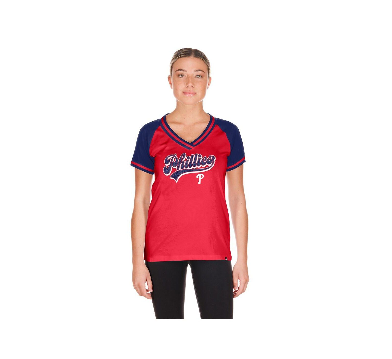 Женская футболка New Era Red Philadelphia Phillies Gameday V-Neck