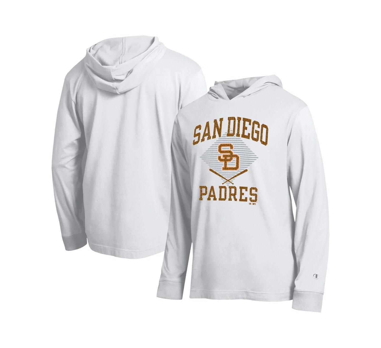 Champion Men's White San Diego Padres Cooperstown Hooded Long-Sleeve T-Shirt