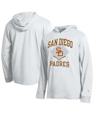 Мужская белая футболка Champion San Diego Padres Cooperstown с капюшоном и длинным рукавом