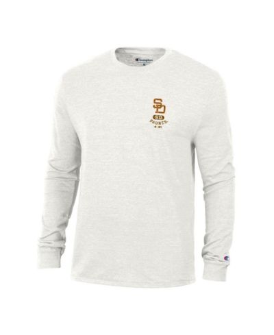 Футболка Champion Men's White San Diego Padres Cooperstown Winning Tradition Tri-Blend Long Sleeve