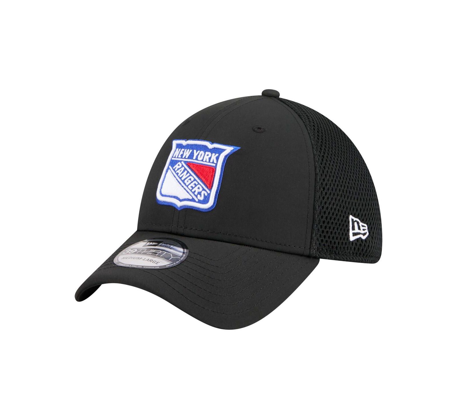 New Era Men's Black New York Rangers Logo 39THIRTY Flex Hat