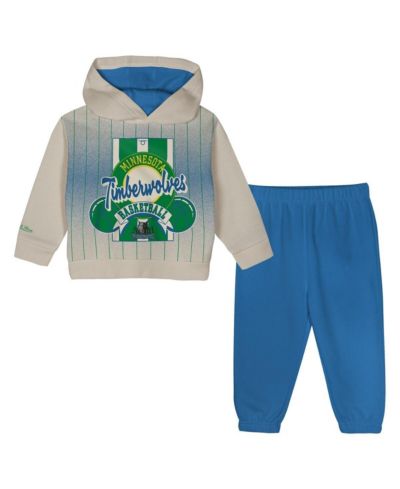 Mitchell & Ness Детский комплект из 2 предметов: кремово-синий оверсайз худи и брюки Minnesota Timberwolves Retro Roots