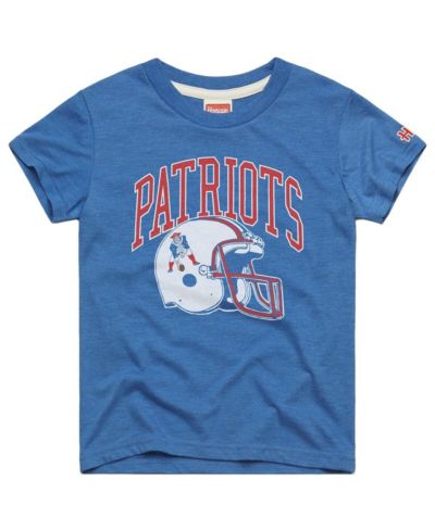 Homage Big Boys and Girls Royal New England Patriots Helmet Retro Tri-Blend T-Shirt