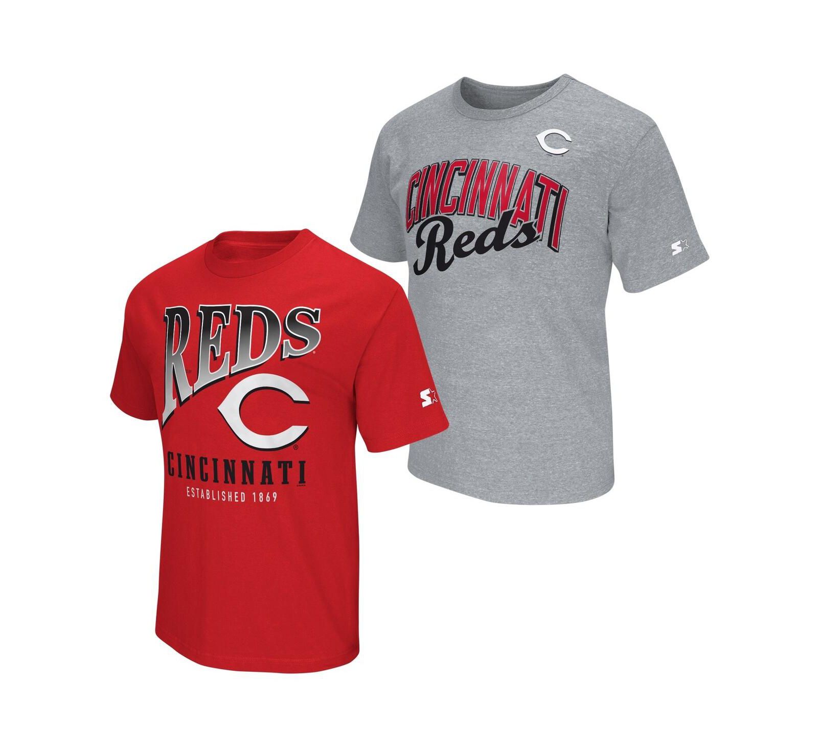 Starter мужской набор из 2 футболок Cincinnati Reds, красная/серая меланж