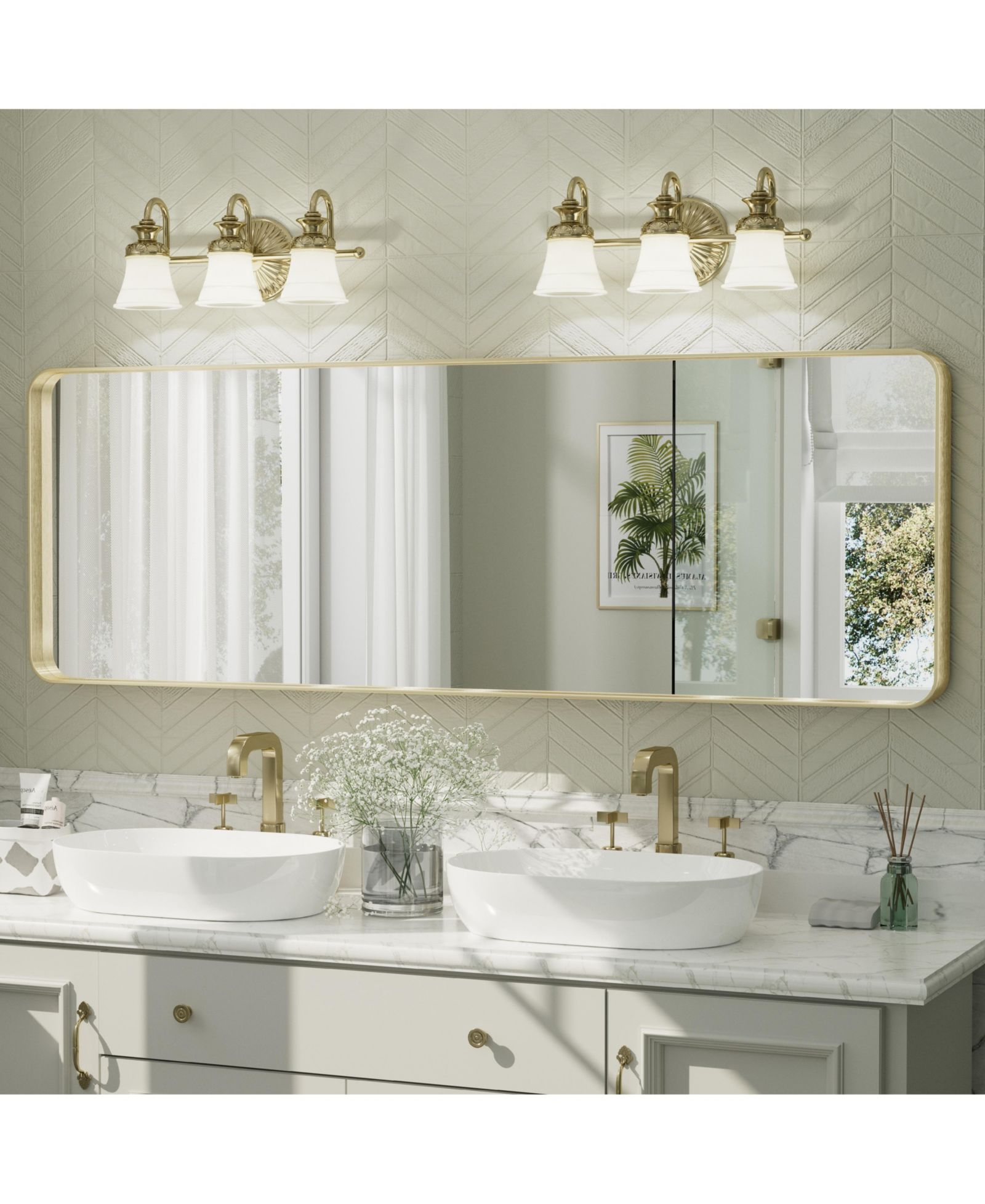 Apmir Зеркало для ванной из закаленного стекла и алюминиевого сплава, Brushed Gold