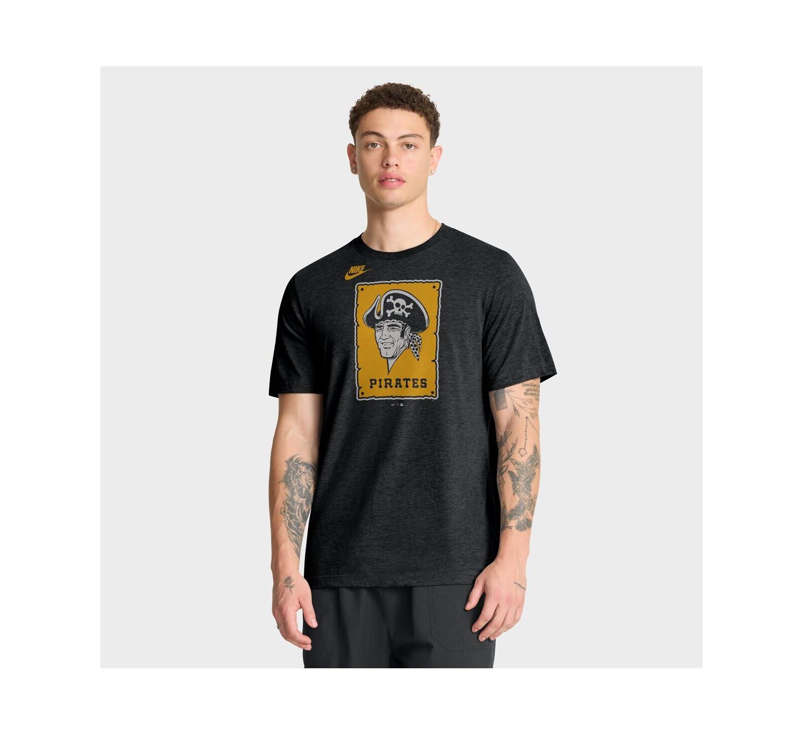 Nike Men's Heather Black Pittsburgh Pirates Cooperstown Logo Tri-Blend T-Shirt