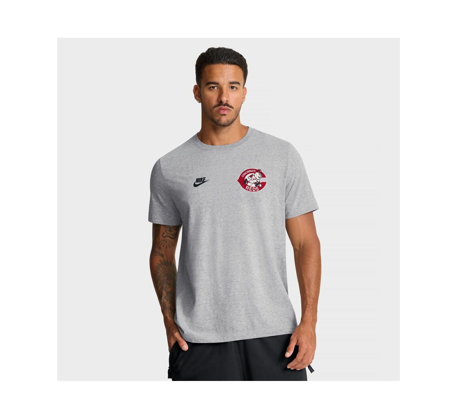 Мужская футболка Nike Heather Gray Cincinnati Reds Cooperstown 2-Hit