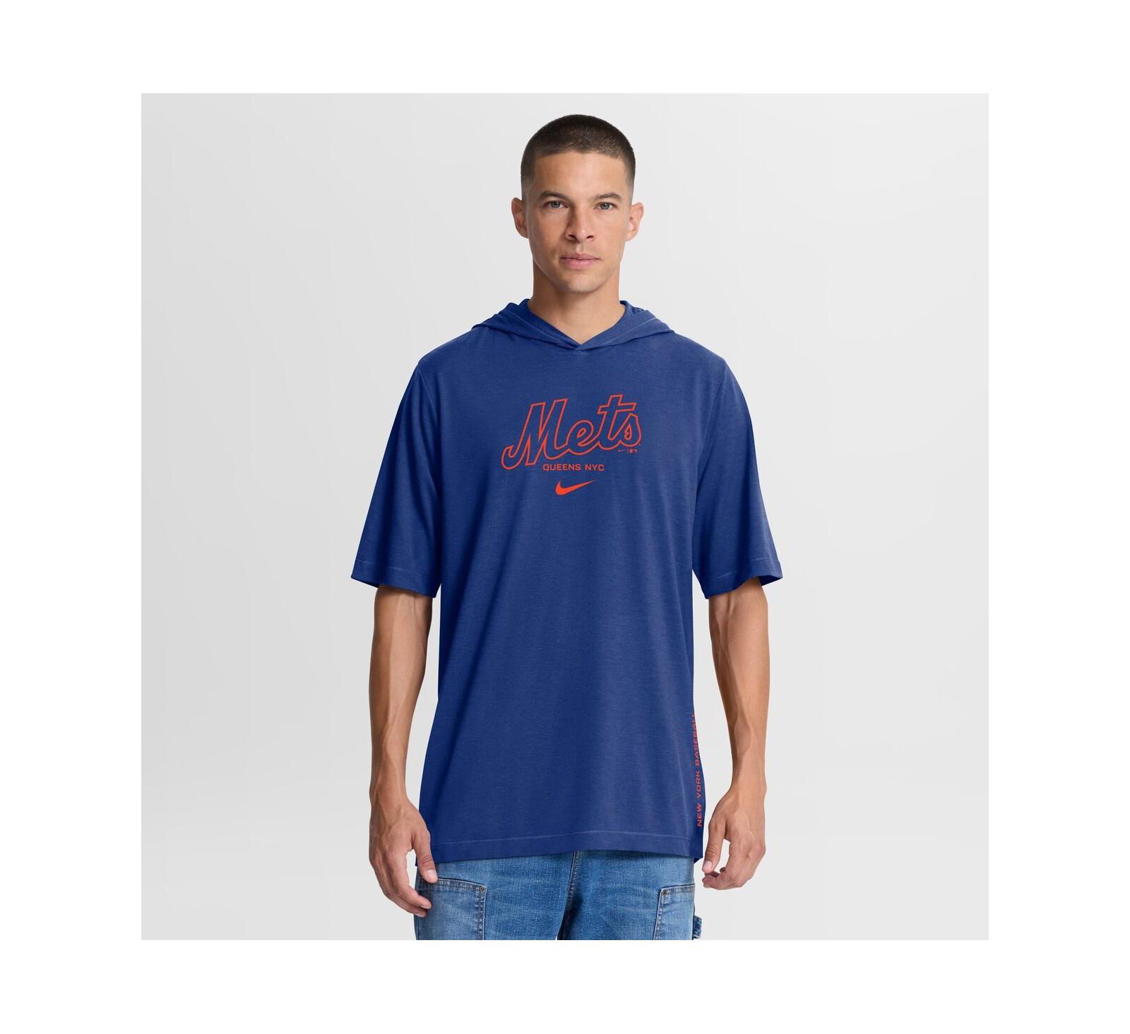 Nike Men's Royal New York Mets Arched Wordmark Tri-Blend Hooded T-Shirt