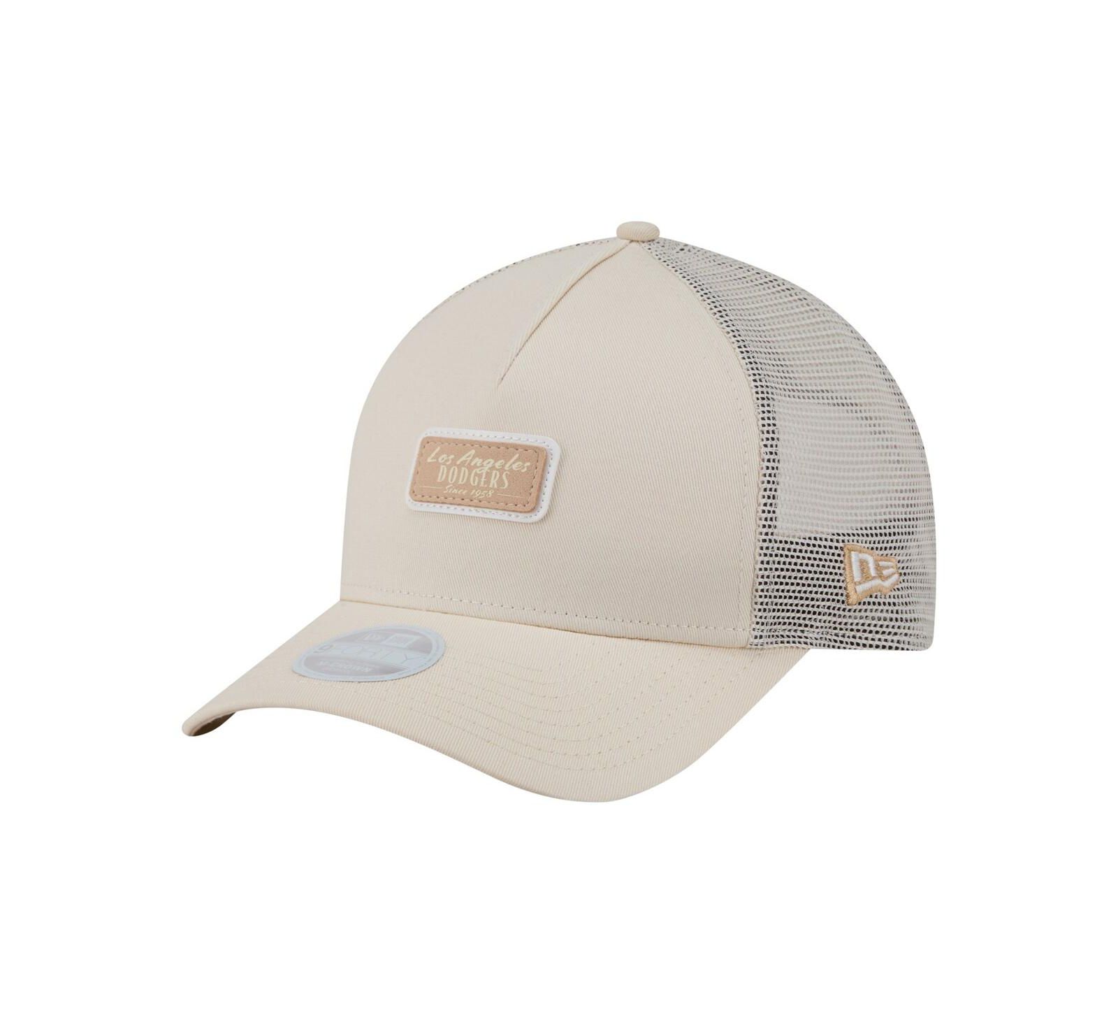 New Era Women's Light Beige Los Angeles Dodgers Tonal Patch 9FORTY M-Crown A-Frame Trucker Adjustable Hat