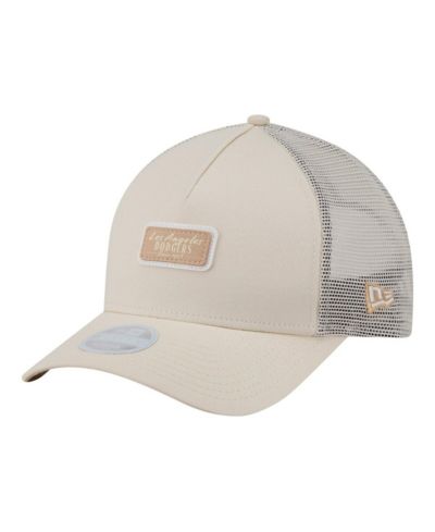 Женская кепка New Era Light Beige Los Angeles Dodgers Tonal Patch 9FORTY M-Crown A-Frame Trucker Adjustable Hat