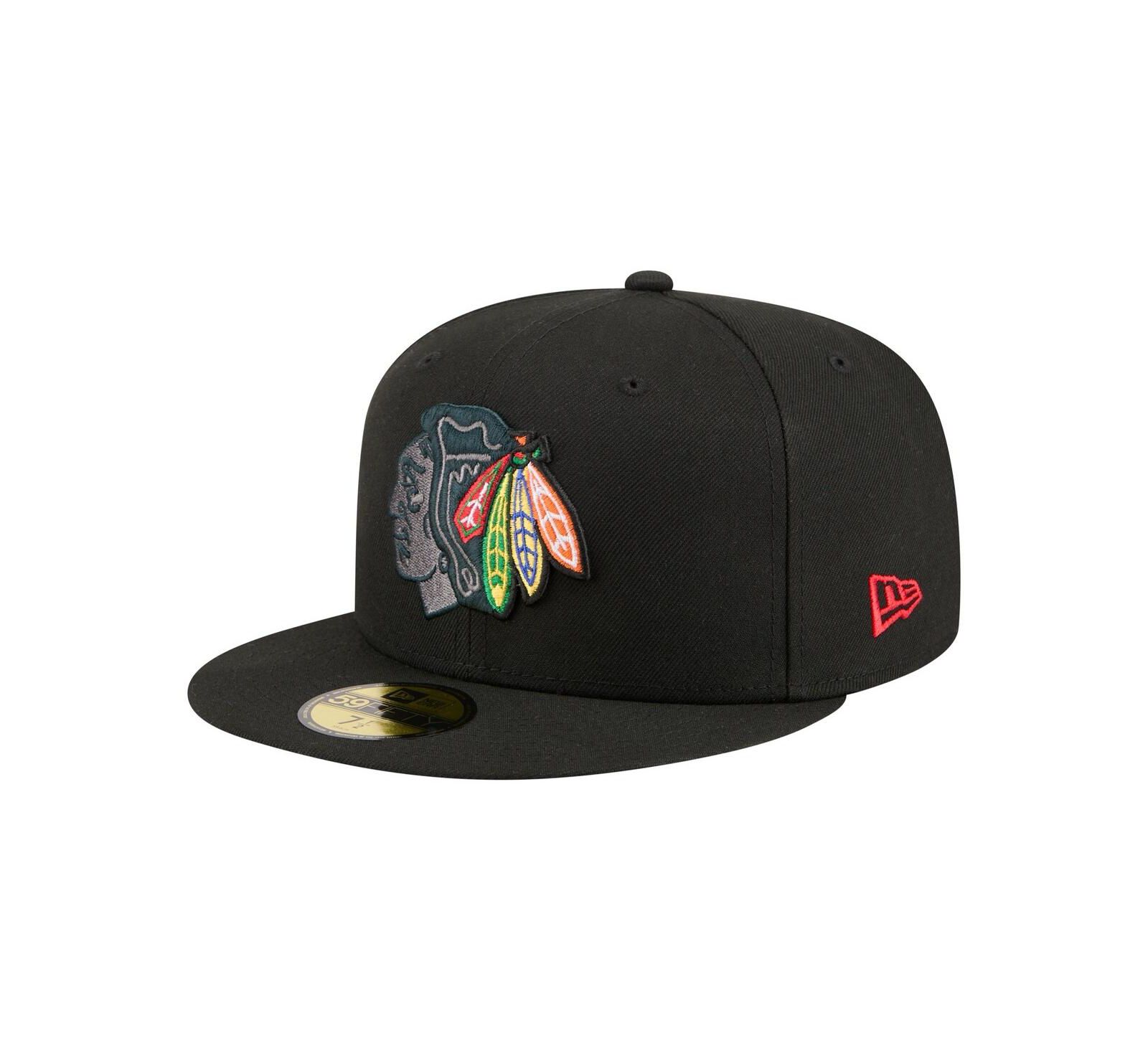 Мужская кепка New Era Men's Black Chicago Blackhawks Color Pop 59FIFTY Fitted