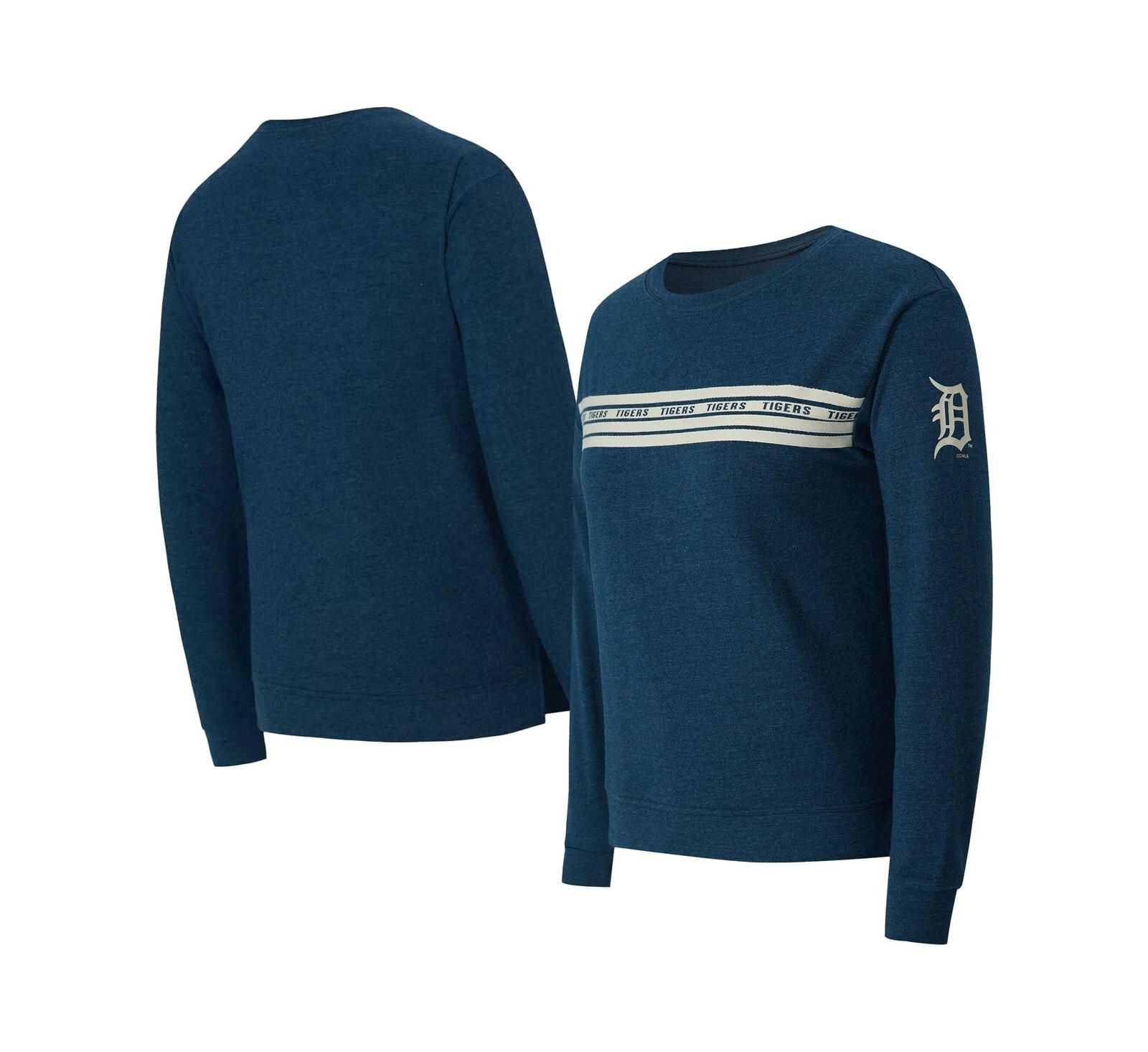 Concepts Sport Женская футболка Detroit Tigers Birch French Terry с длинным рукавом, темно-синяя