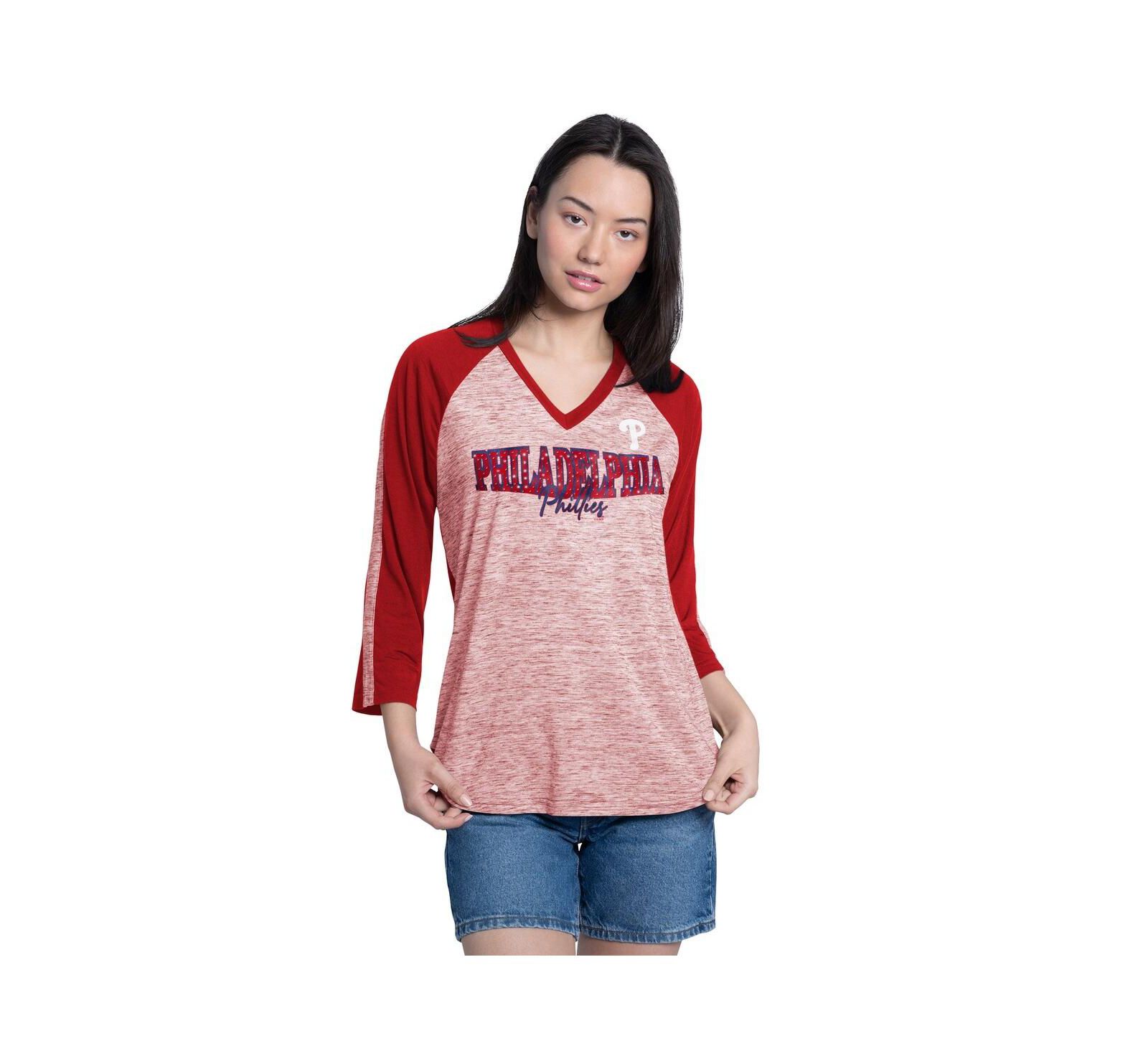 Женская футболка G-III 4Her Philadelphia Phillies с вышивкой стразами, 3/4 рукав