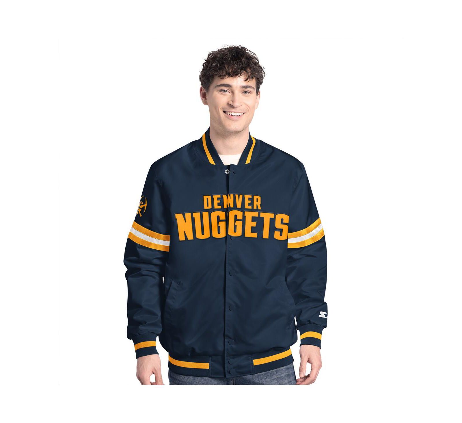 Starter Men's Navy/Gold Denver Nuggets Scout Full Snap Varsity Jacket