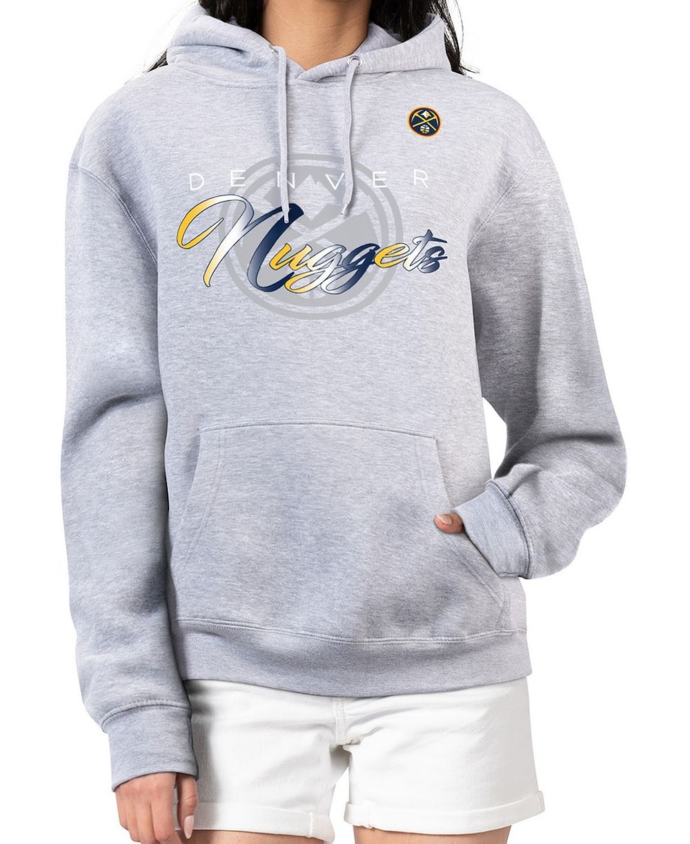 G-III 4Her by Carl Banks Women's Gray Denver Nuggets Shadow Logo Tri-Blend Fleece Hoodie