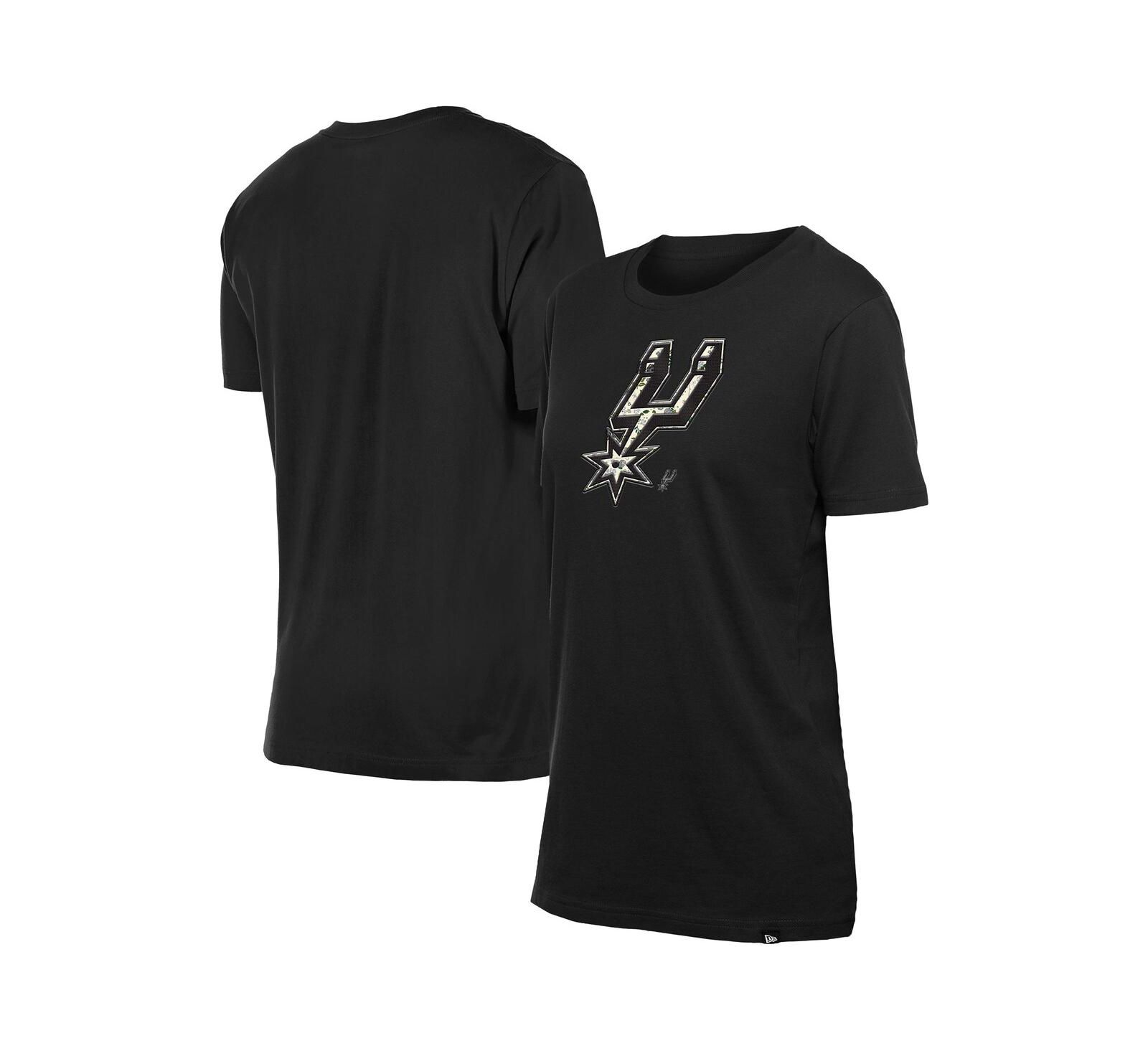New Era Women's Black San Antonio Spurs Glam Game Flower T-Shirt