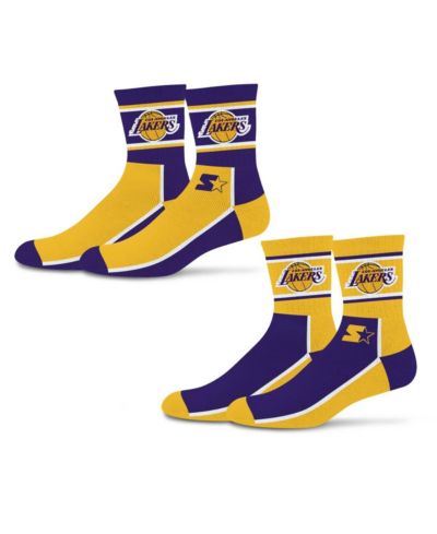 Носки Starter Los Angeles Lakers, набор 2 шт, фиолетовый/золотой