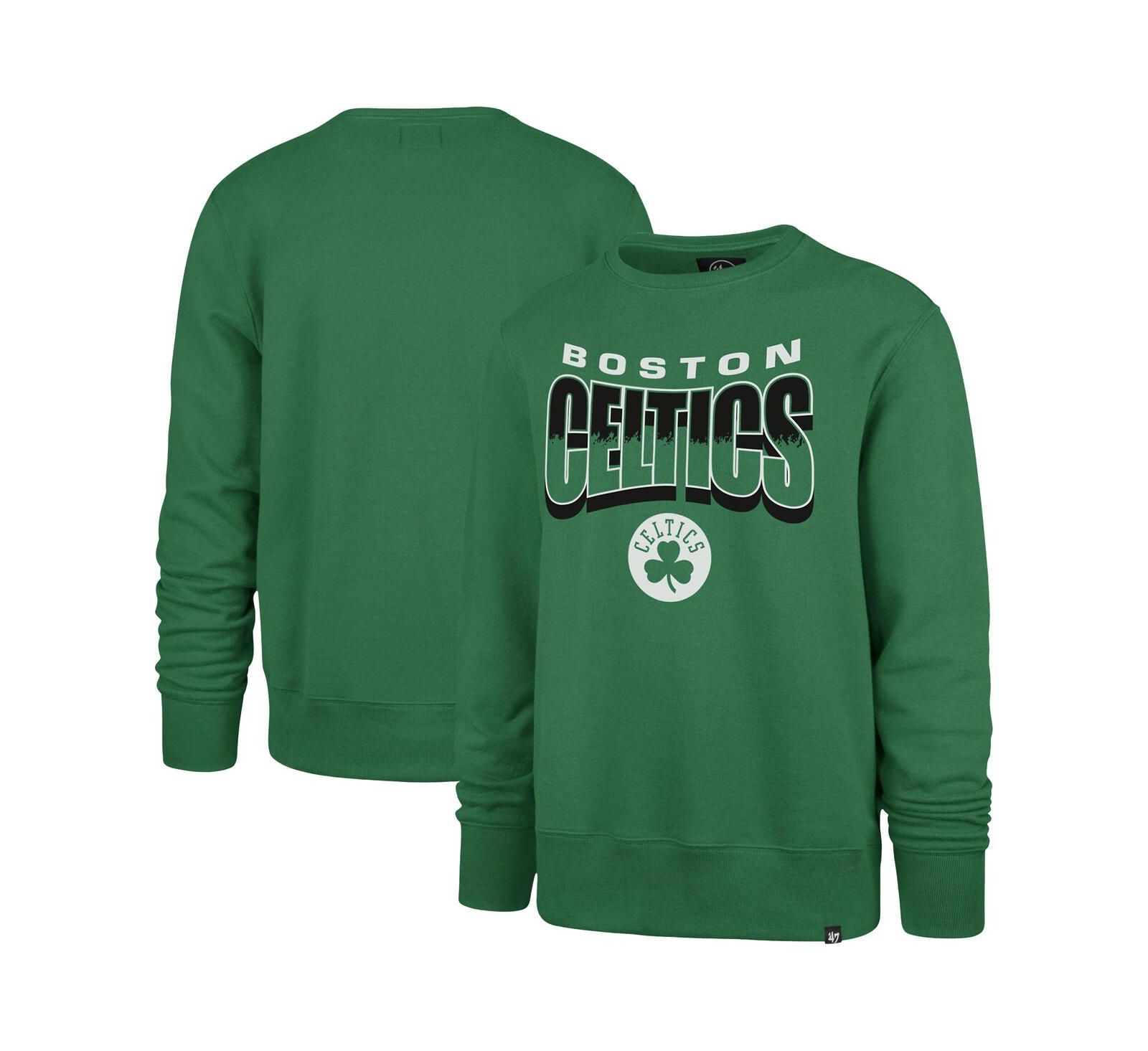 Свитшот '47 Brand Мужской и Женский Kelly Green Boston Celtics Brush By Headline Crewneck
