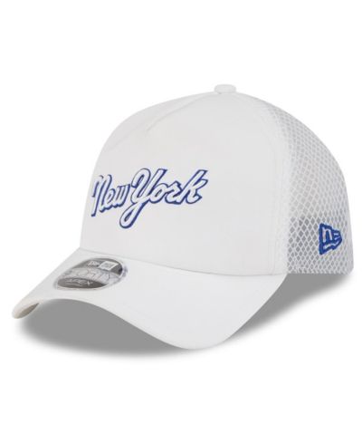 Мужская кепка New Era White New York Mets 2026 Batting Practice Apex 9FORTY Adjustable Trucker