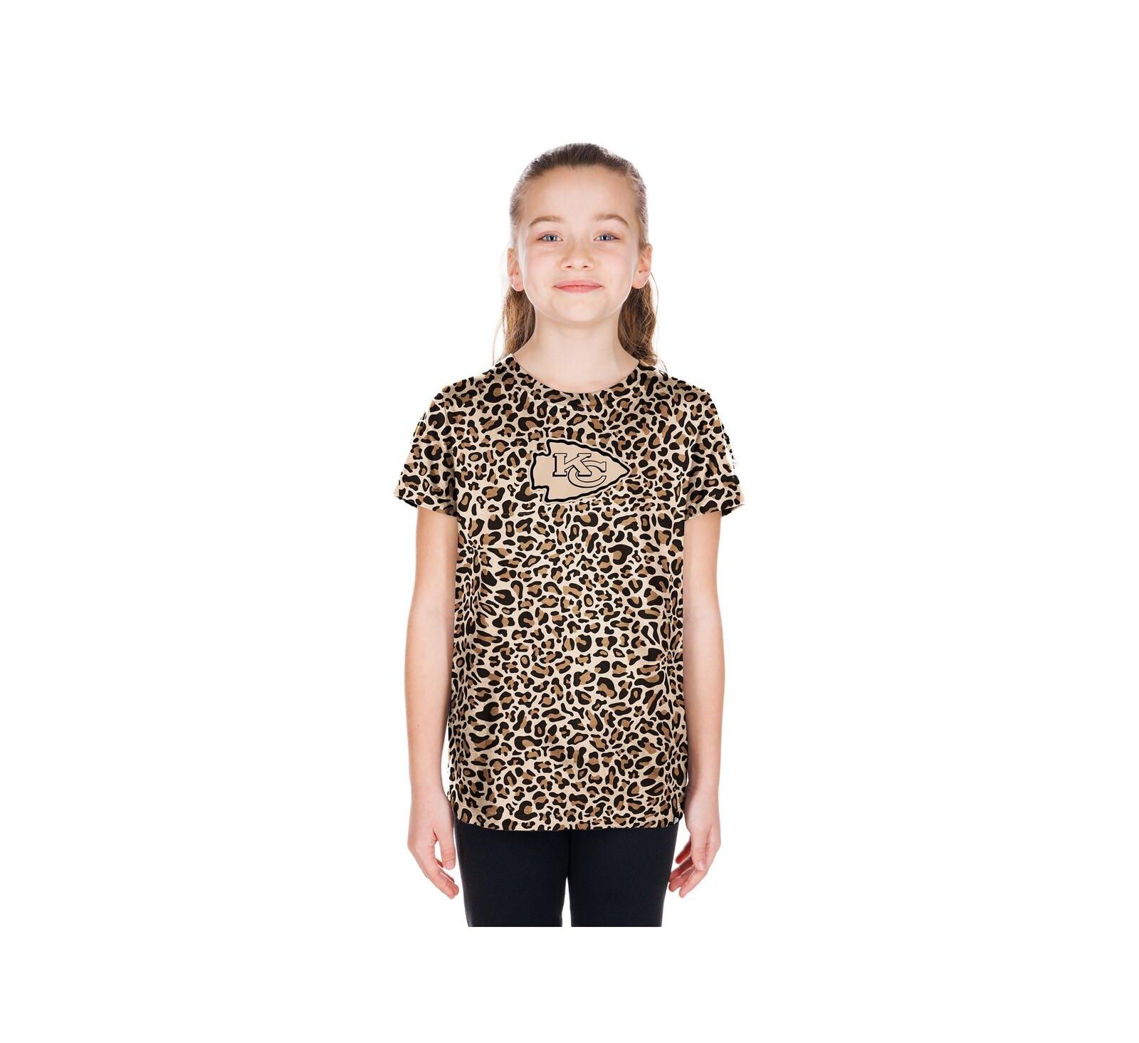 New Era Big Girls Tan Kansas City Chiefs Mom & Me Leopard T-Shirt